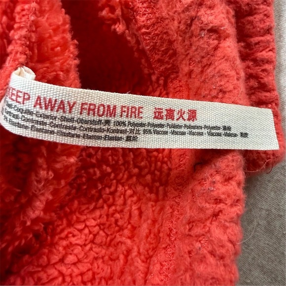 Free People Pullover Womens M Coral Pink Sherpa Half Zip Fleece - Picture 7 of 9